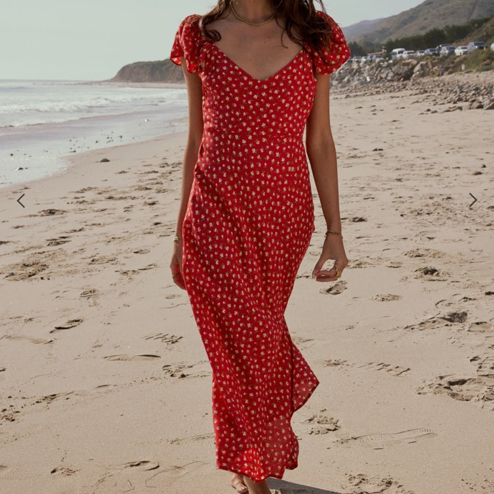 bohme Red Floral Maxi Dress